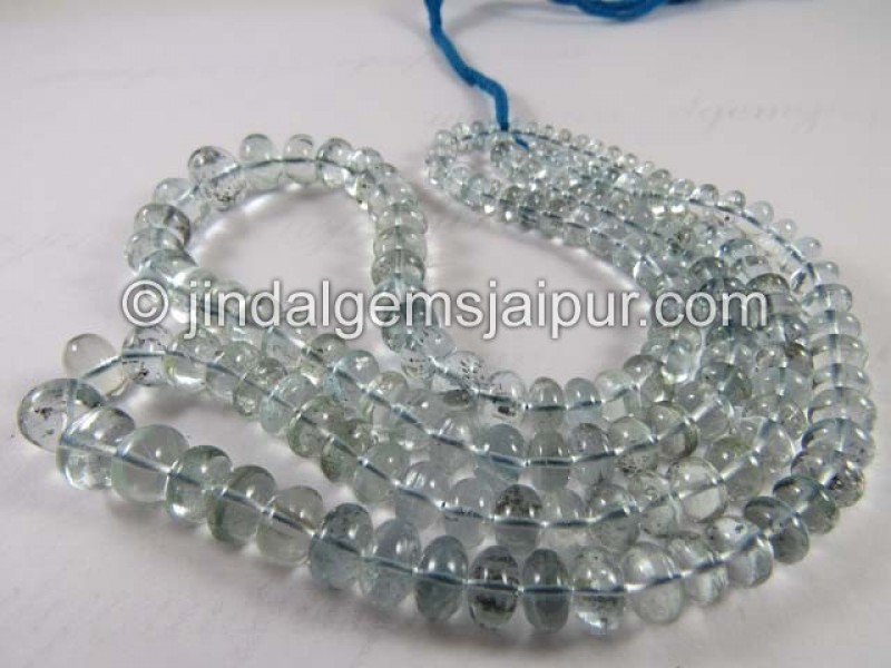 Moss Aquamarine Far Smooth Roundelle Beads